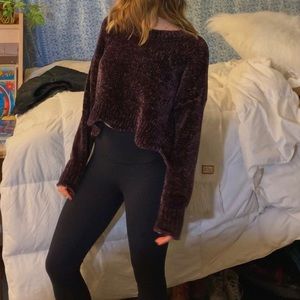 Pacsun LA hearts purple chenille sweater small